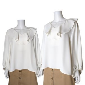 ANN TAYLOR Cream Fluttery Blouse Poet Sleeve Blouse Size XXL